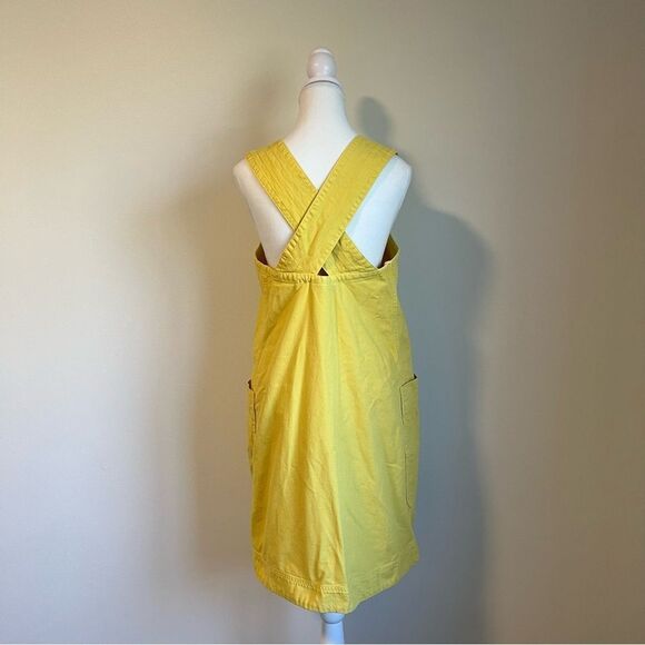 EVERLANE The Cross-Back Apron Mini Denim Dress Organic Cotton in Lemon Small - Picture 7 of 10
